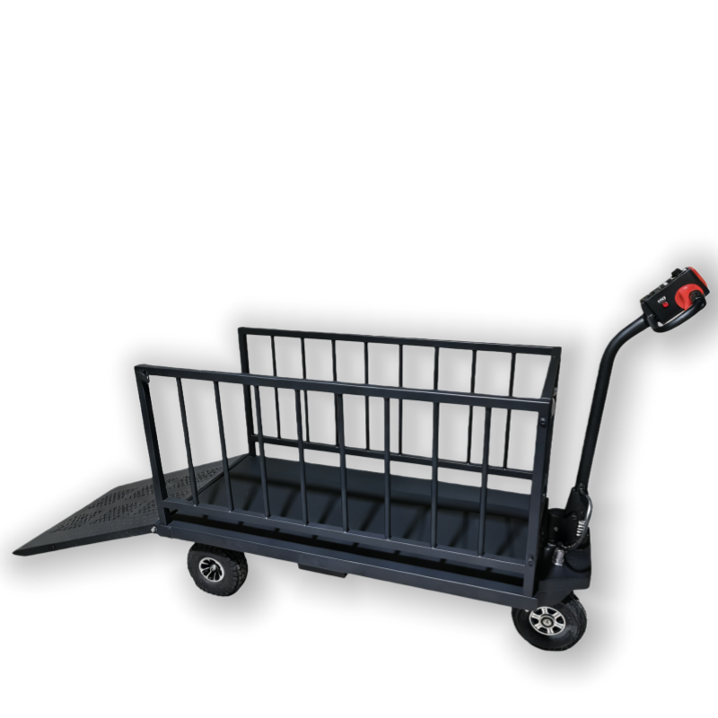 Heavy Equipment Logistics - 電動ヘビーデューティー折りたたみ式スチールプラットフォームカーゴトロリー500kg積載量OEM倉庫物流機器