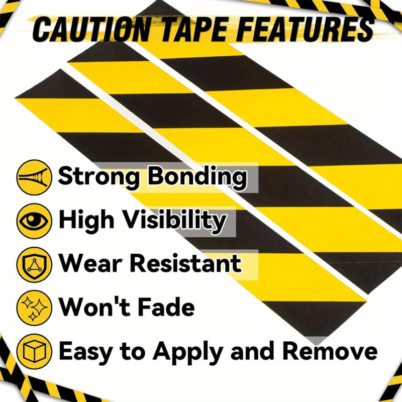 YITAPE 黒黄色危険警告テープ高耐久床標識安全ストライプ - Heavy Equipment Yellow のレビューと価格