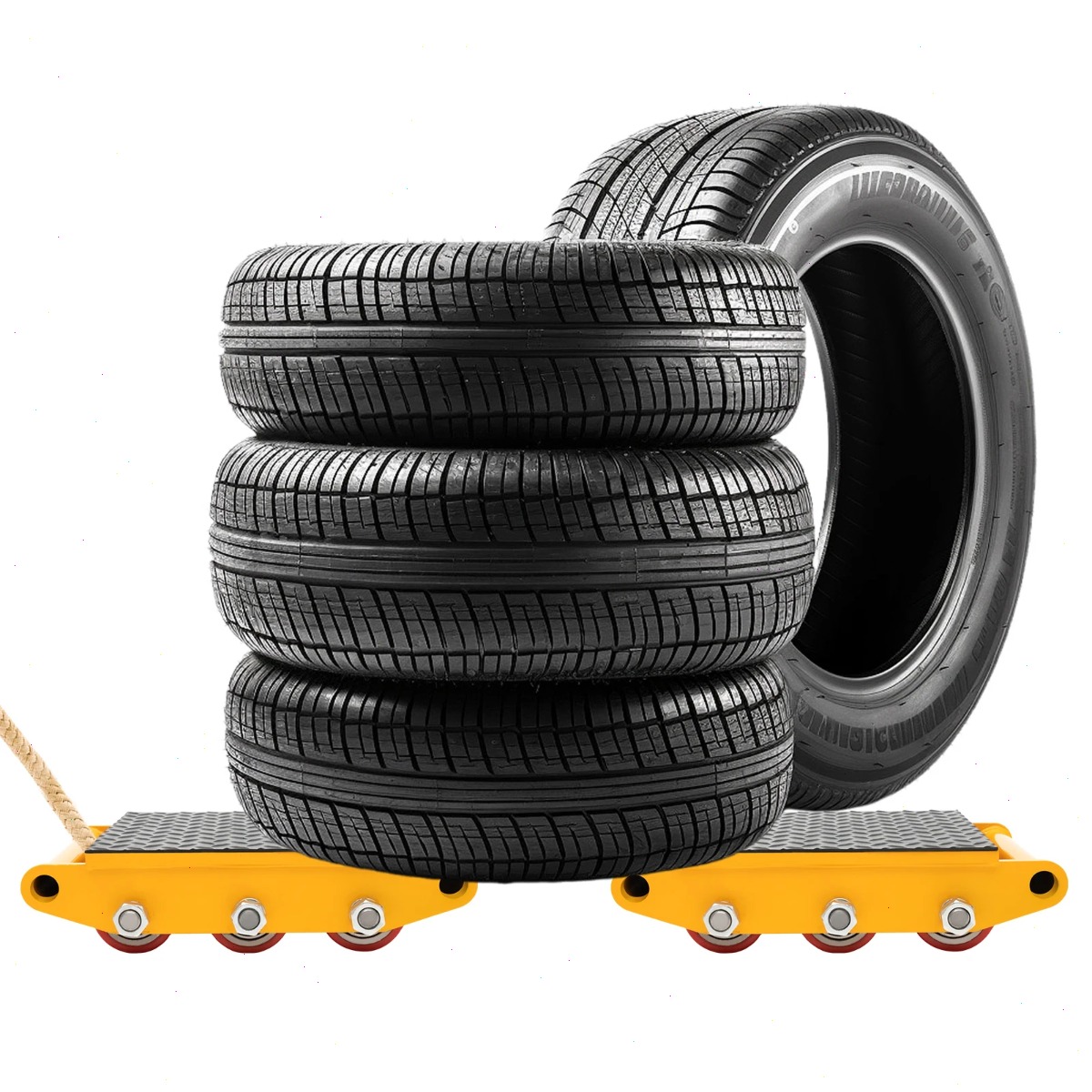 15T機械移動台車、黄色ゴムホイールドーリー、耐荷重3306 - Heavy Equipment Yellow のレビューと価格